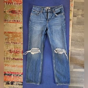 Levi's Low Pro Straight Jeans. Size 27. Ripped / Medium Blue Wash. Barely Worn.